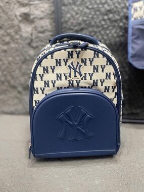 MLB Navy and Cream NY Logo Backpack